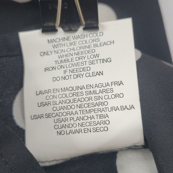 My Michelle black white semi sheer polka dot long sleeve button up top XS NWOT - Picture 6 of 8